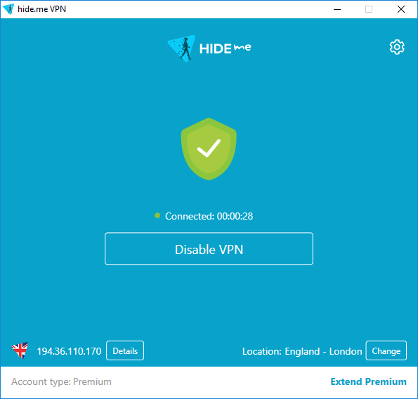 Hide Me VPN-gr&aelig;nseflade