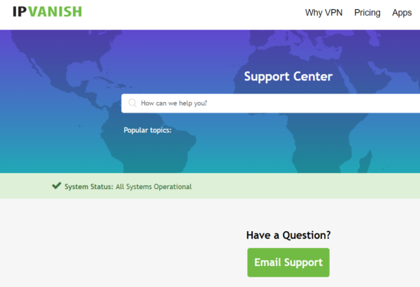 IPVanish Support Side