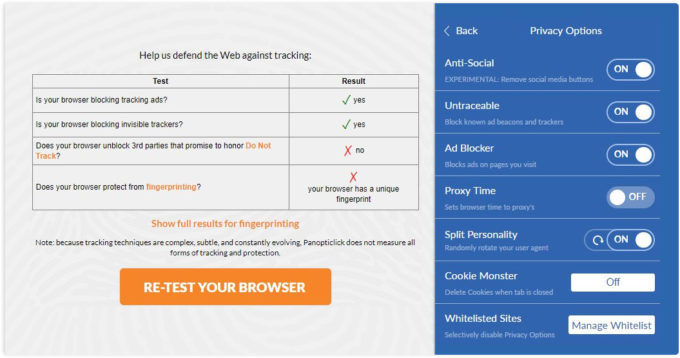 Panopticlick browser sikkerhedstestv&aelig;rkt&oslash;j