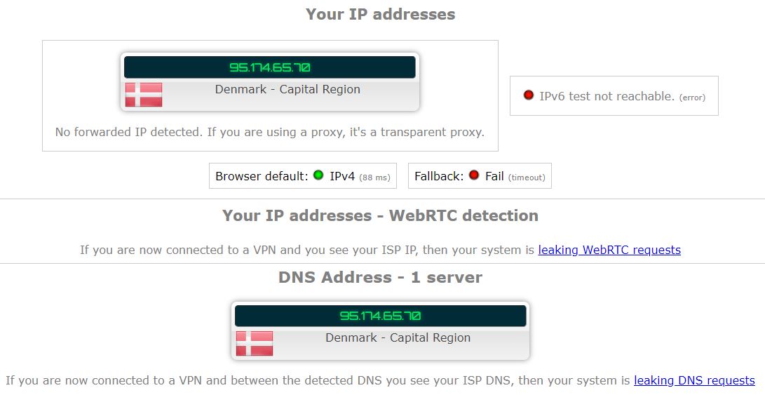 Surfshark IP- og DNS-læktest
