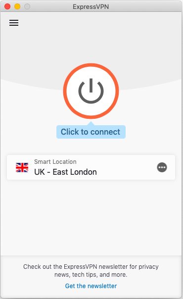 ExpressVPN-startskærm
