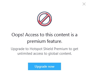 hotspot shield-besked om premium funktion