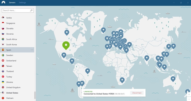 nordvpn verdenskort