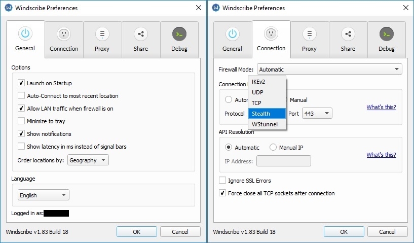 windscribe vpn pr&aelig;ferencer